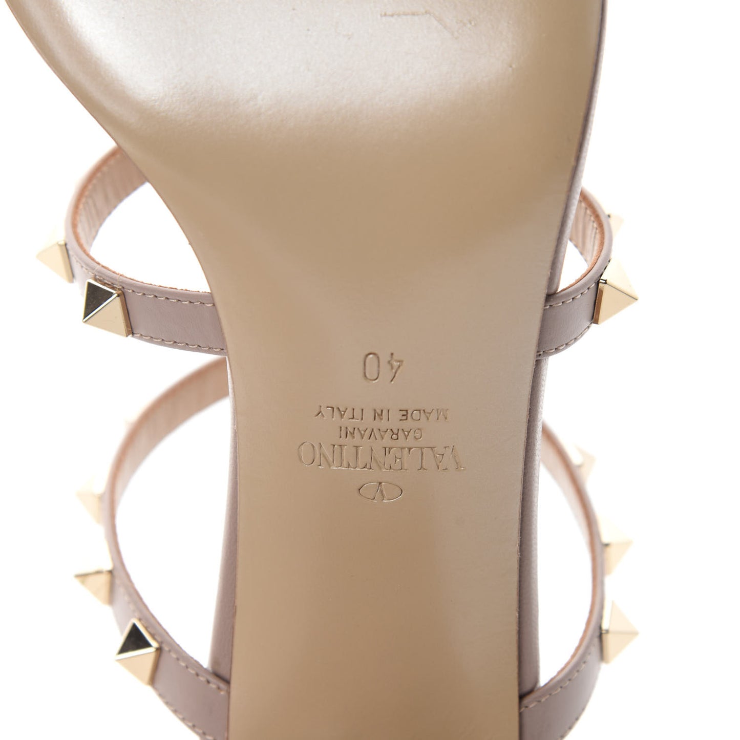 Calfskin Rockstud 60mm Caged Slide Sandals 40 Poudre