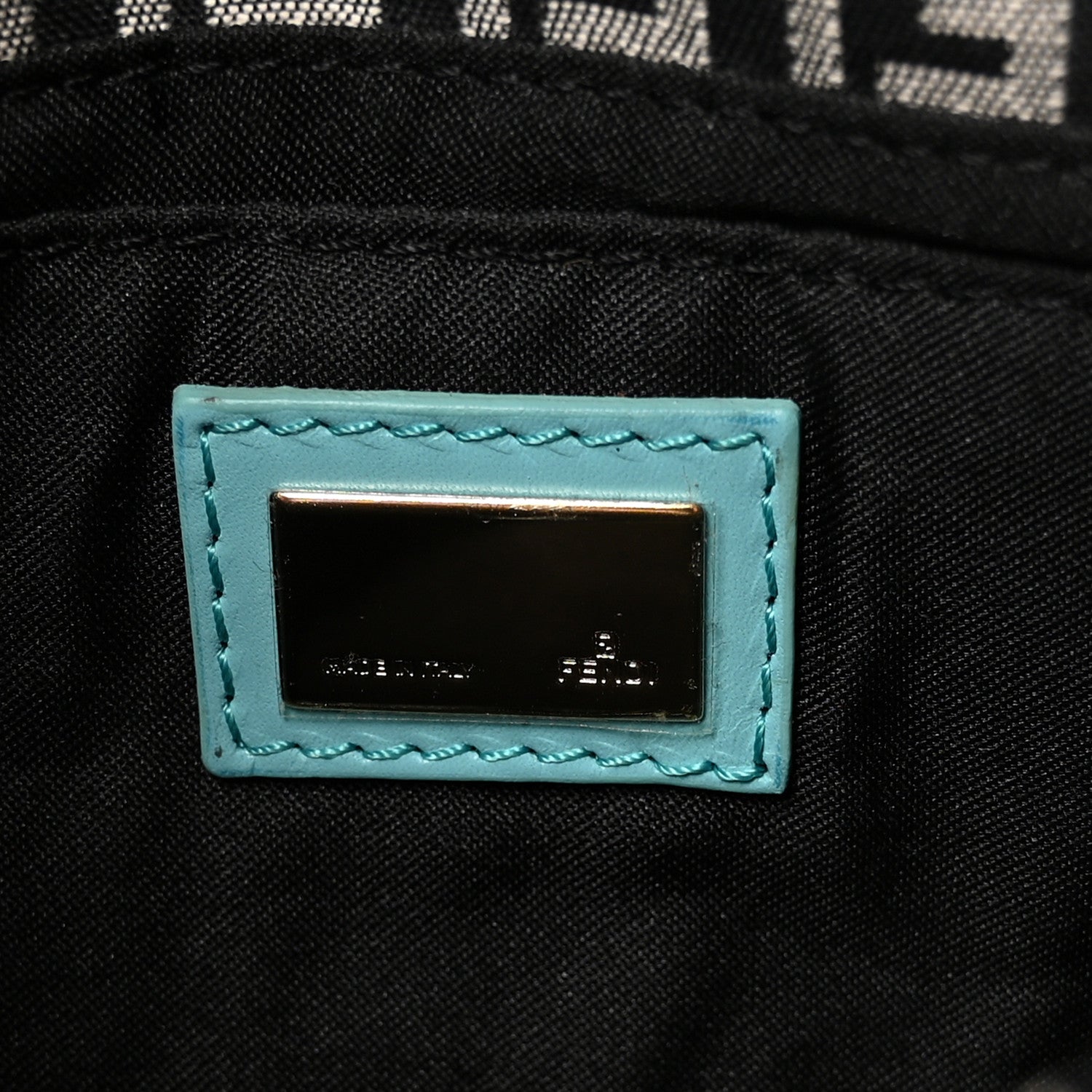 Fendi Zucchino Mini Baguette Navy Turquoise 6 of 9