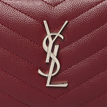 Saint Laurent Grain De Poudre Matelasse Chevron Monogram Zip Around Wallet Palissandre 7 of 11