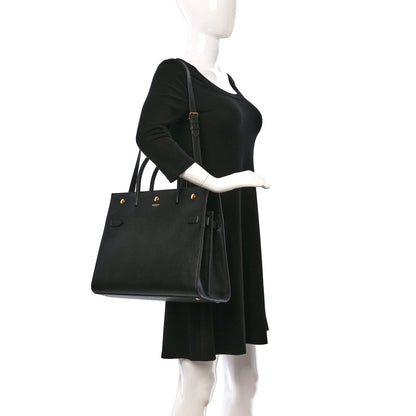 Burberry Grainy Calfskin Large Title Tote Black 2 of 15