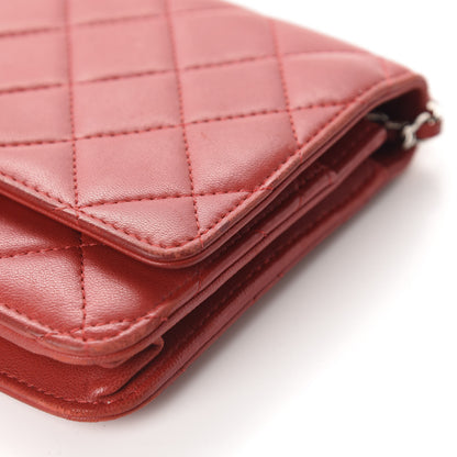 Chanel Lambskin Quilted Wallet On Chain WOC Red Pink 14 of 16
