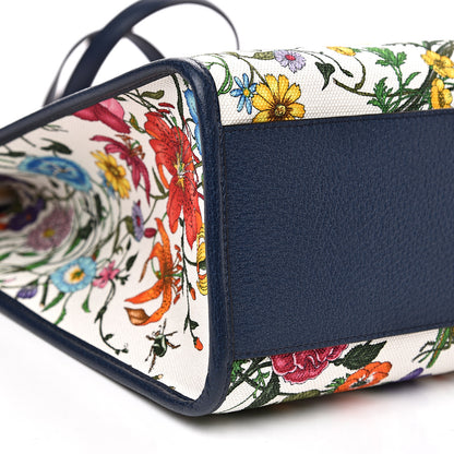 Gucci Canvas Large Flora Tote Navy Multicolor 7 of 9