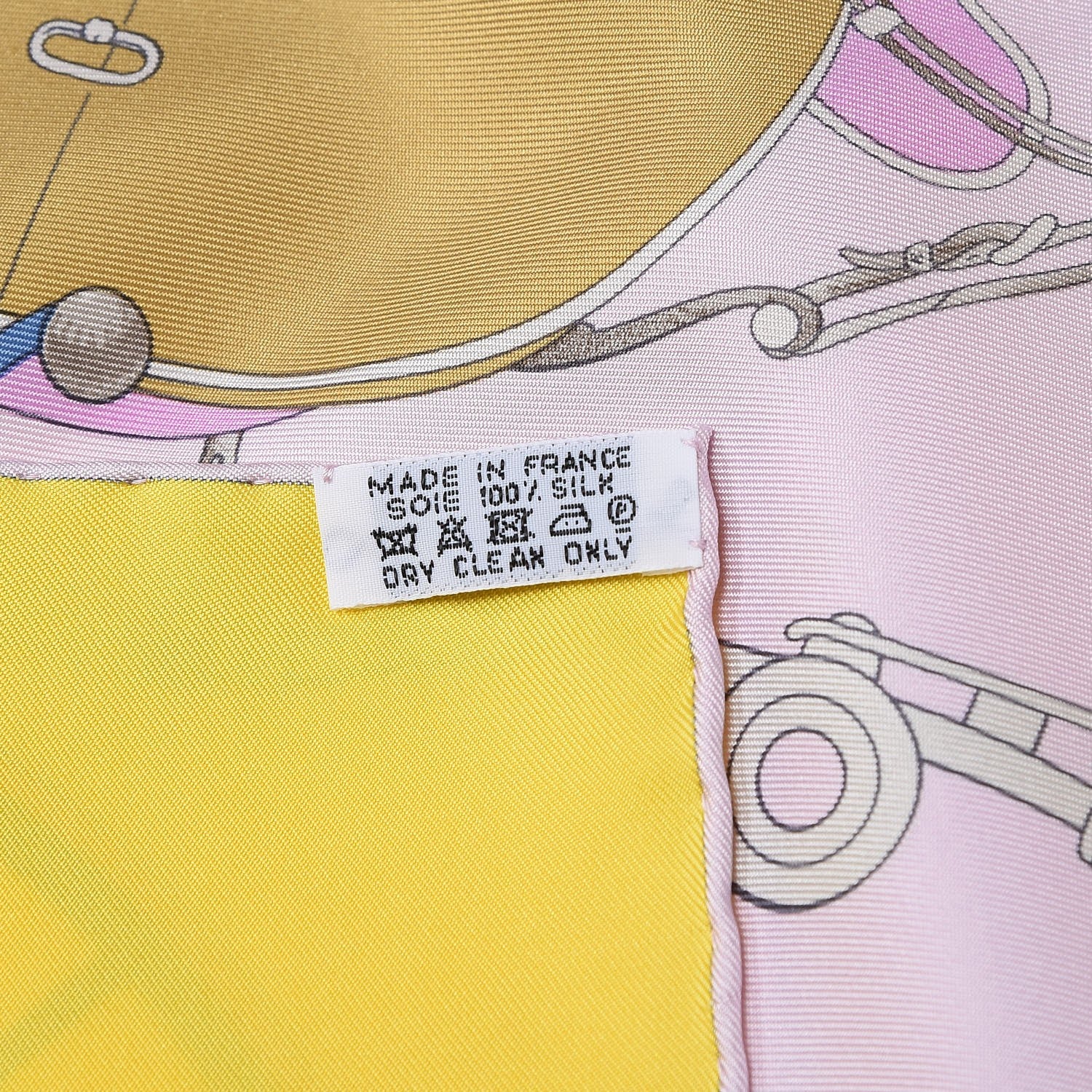 Hermes Silk Springs Scarf 90 Jaune Citron Parme Blanc 7 of 7