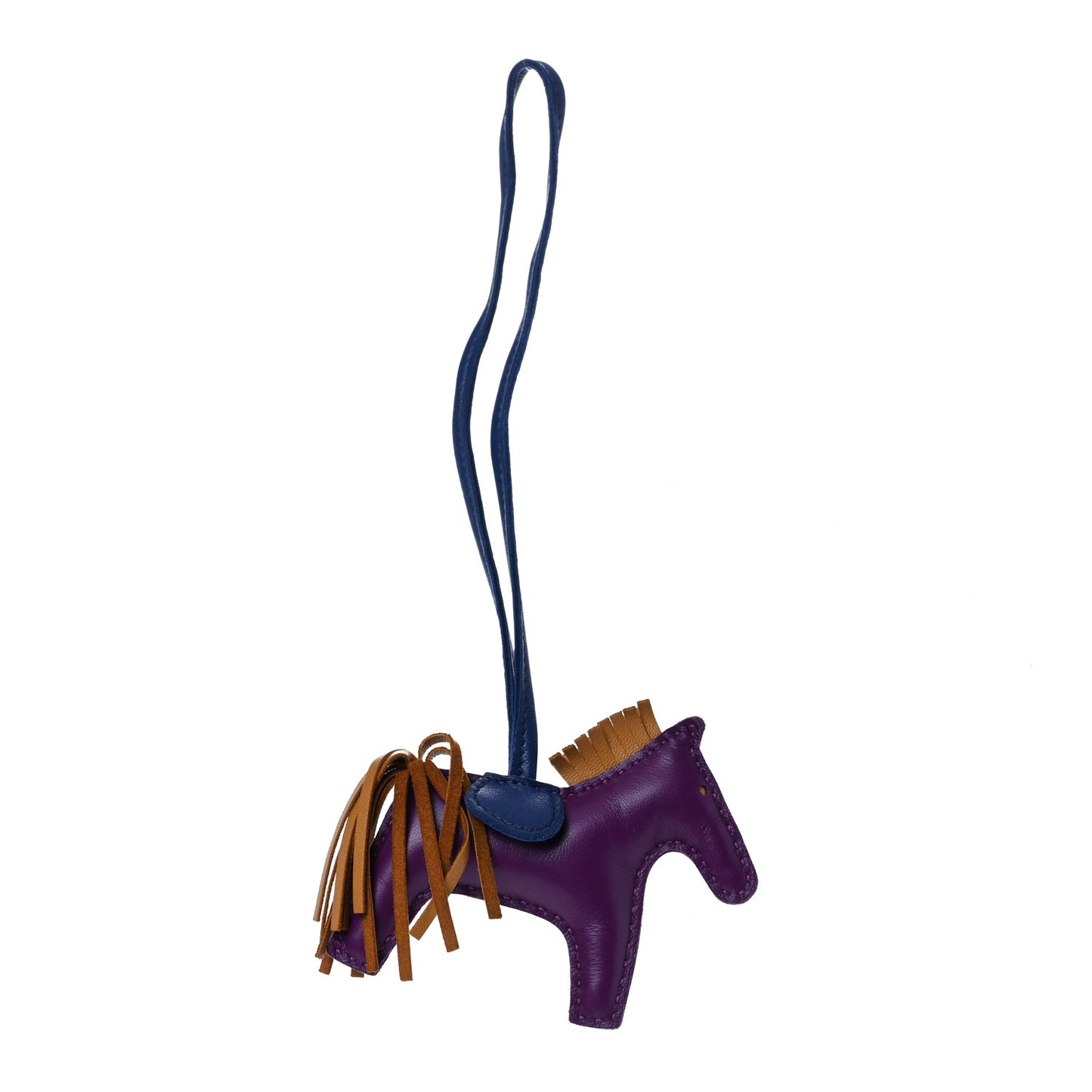 Milo Lambskin Grigri Rodeo Horse Bag Charm PM Violet Sesame Bleu Saphir