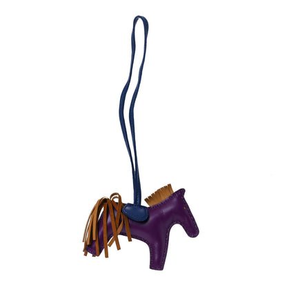 Hermes Milo Lambskin Grigri Rodeo Horse Bag Charm PM Violet Sesame Bleu Saphir 1 of 3