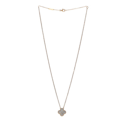 Van Cleef & Arpels 18K Rose Gold Diamond Mother of Pearl Vintage Alhambra Pendant Necklace 4 of 7