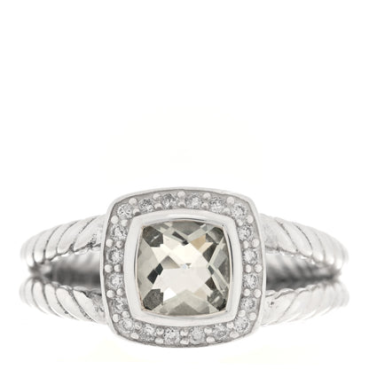 David Yurman Sterling Silver Diamond Prasiolite 7mm Petite Albion Ring 59 8.75 1 of 4