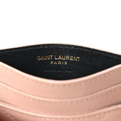 Saint Laurent Grain De Poudre Matelasse Chevron Monogram Credit Card Case Pale Pink 6 of 7