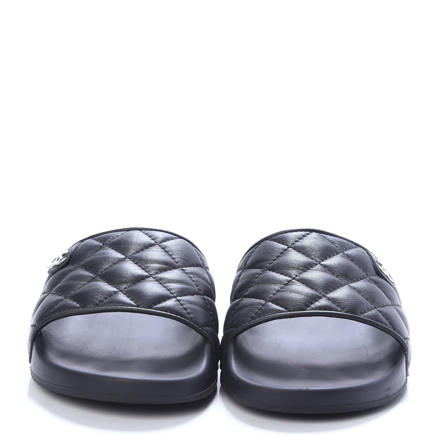 Chanel Lambskin Quilted CC Mules Sandals 37 Black 2 of 10