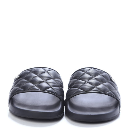 Chanel Lambskin Quilted CC Mules Sandals 37 Black 2 of 10