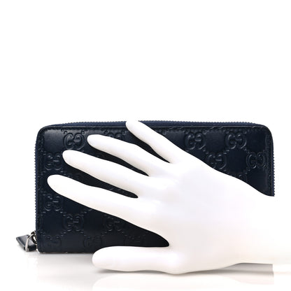 Gucci Guccissima Zip Around Wallet Blue 2 of 7