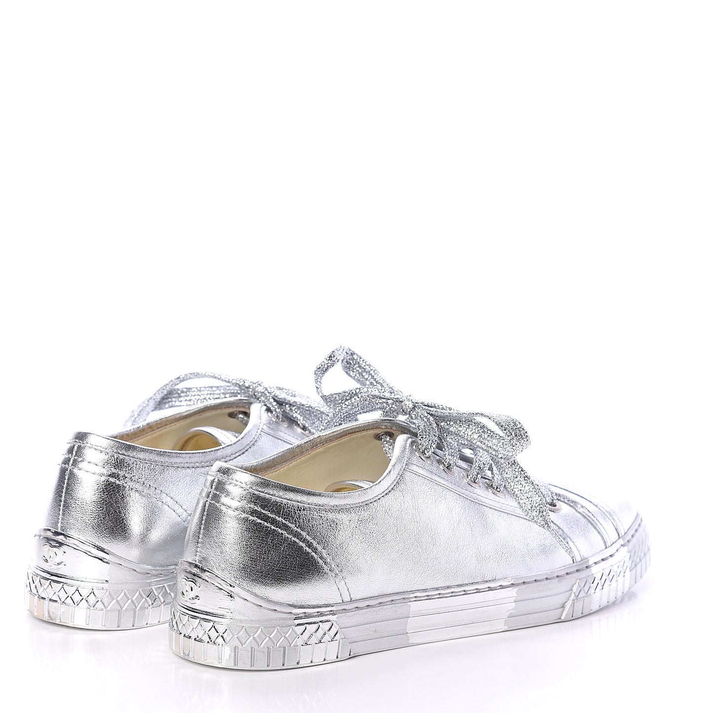 Laminated Lambskin Sneakers 39.5 Silver