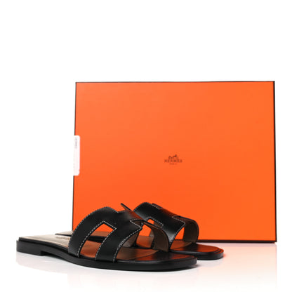 Hermes Box Calfskin Oran Sandals 36 Black 9 of 9