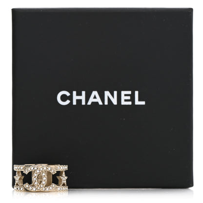 Chanel Metal Crystal CC Star Ring 52 Light Gold 5 of 5