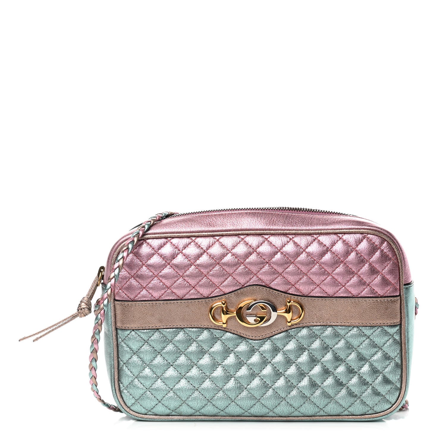 Gucci Laminated Nappa Trapuntata Small Zumi Shoulder Bag Rosa Lago Rame 1 of 10