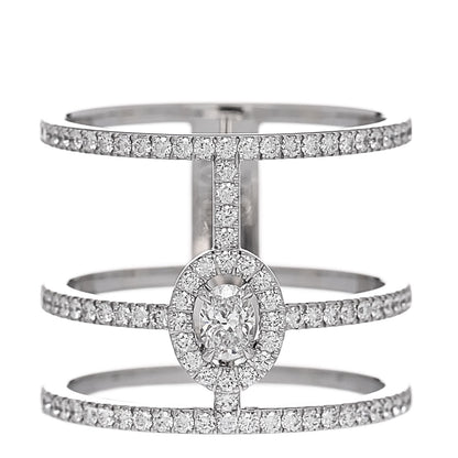 Messika 18K White Gold Diamond Glamazone 3 Row Pave Ring 54 6.75 1 of 5