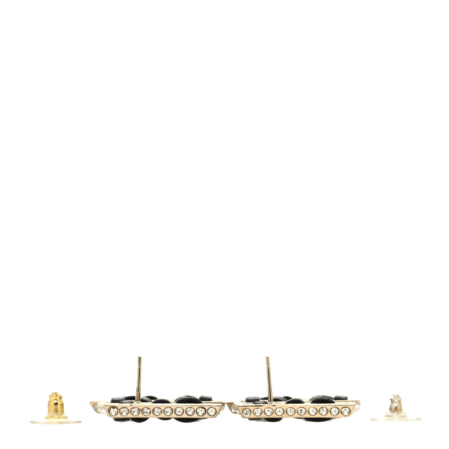 Crystal Lambskin Chain CC No 5 Earrings Gold Black