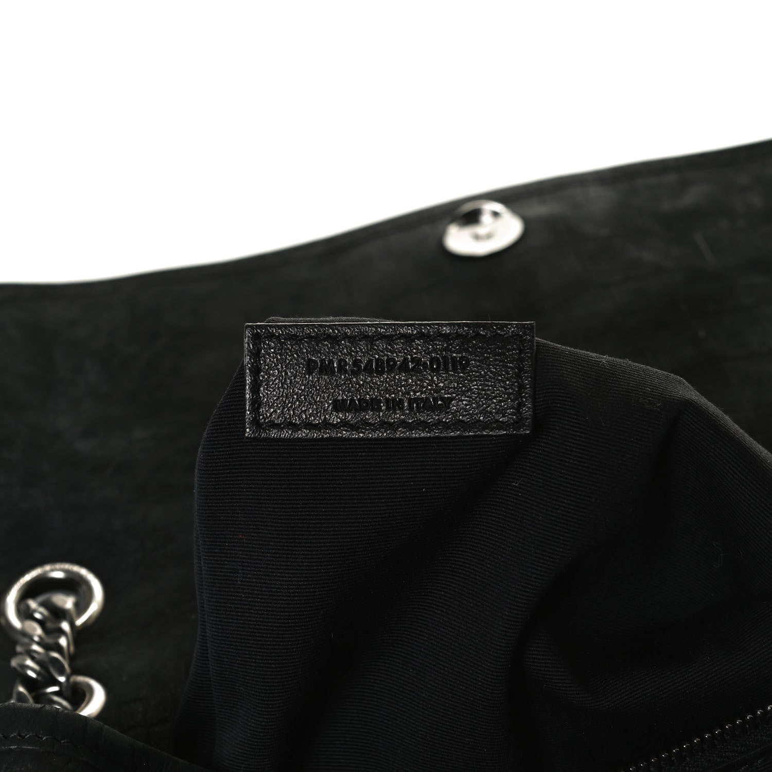 Saint Laurent Nubuck Crocodile Embossed Monogram Medium Niki Chain Satchel Black 6 of 12