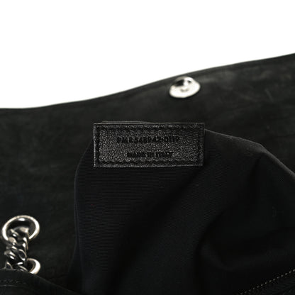 Saint Laurent Nubuck Crocodile Embossed Monogram Medium Niki Chain Satchel Black 6 of 12