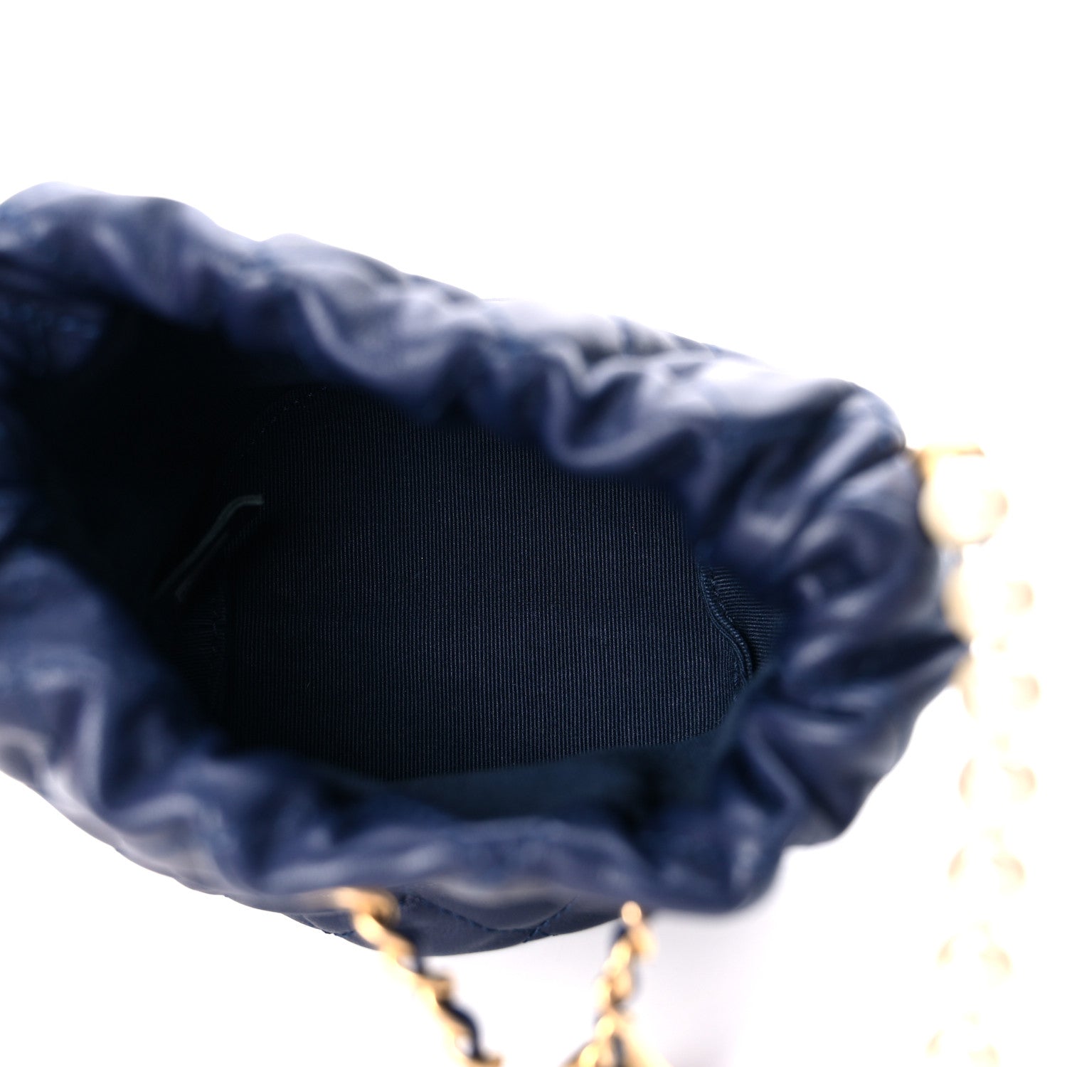 Chanel Calfskin Quilted Pearl Mini About Pearls Drawstring Bucket Bag Navy 5 of 10