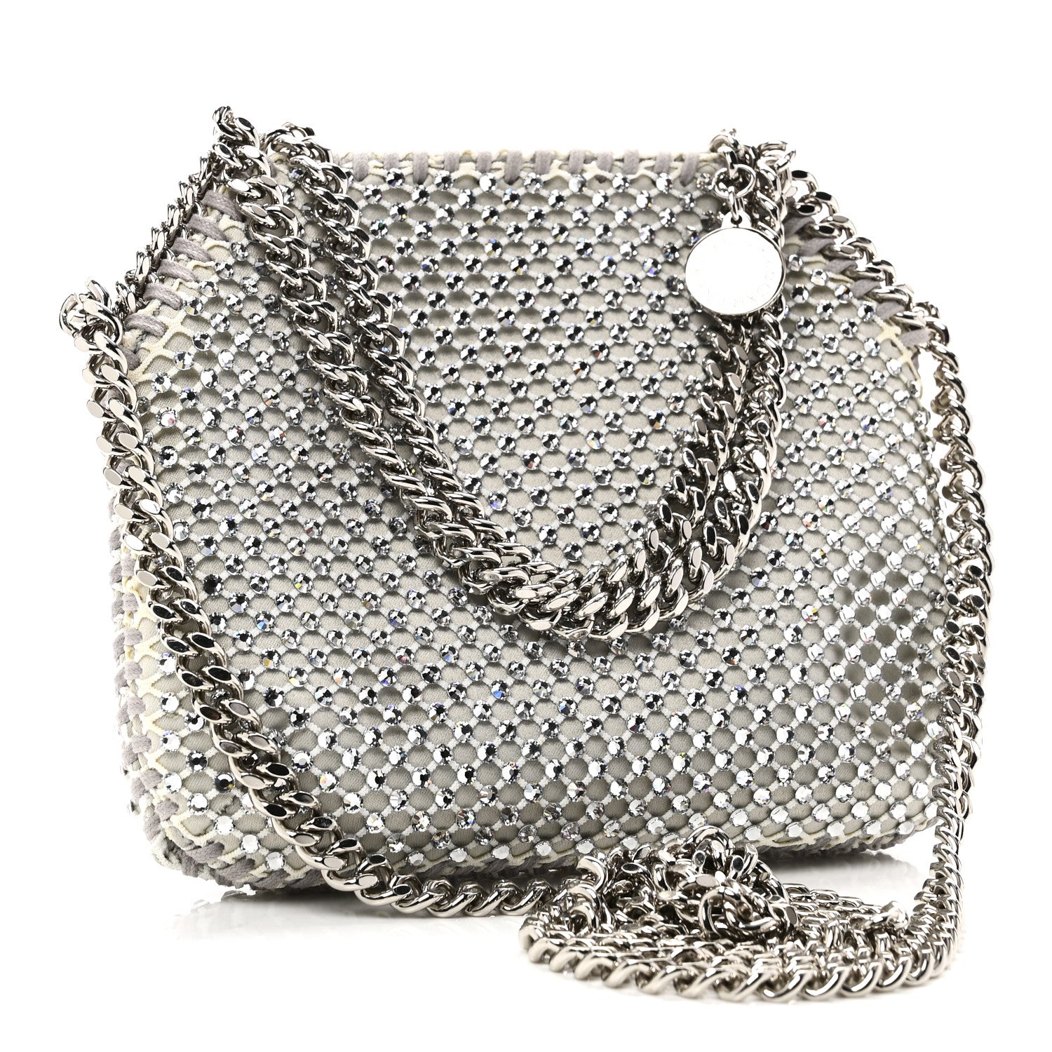 Stella McCartney Crystal Mesh Tiny Falabella Crossbody Bag Oyster 3 of 9