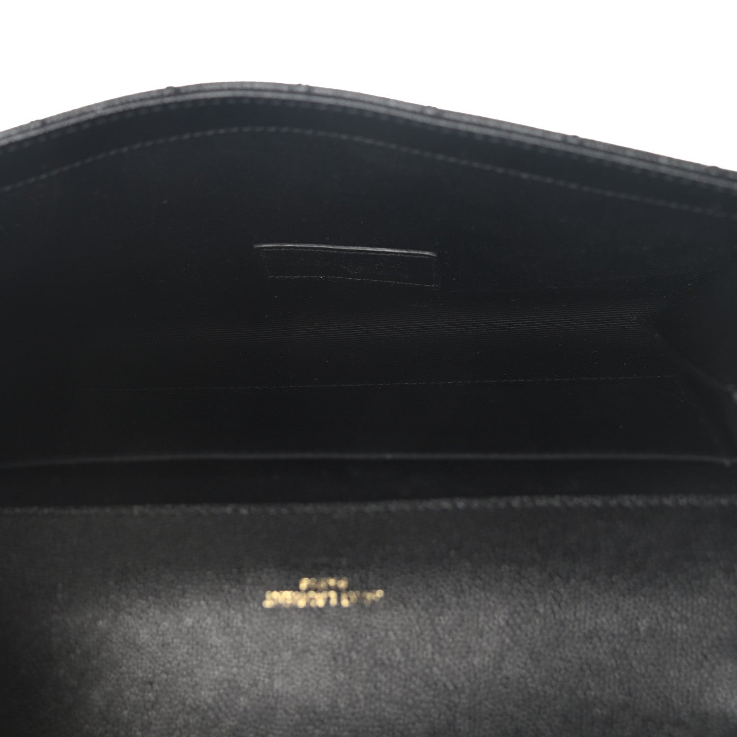 Saint Laurent Grain De Poudre Textured Mixed Matelasse Triquilt Monogram Clutch Black 4 of 7