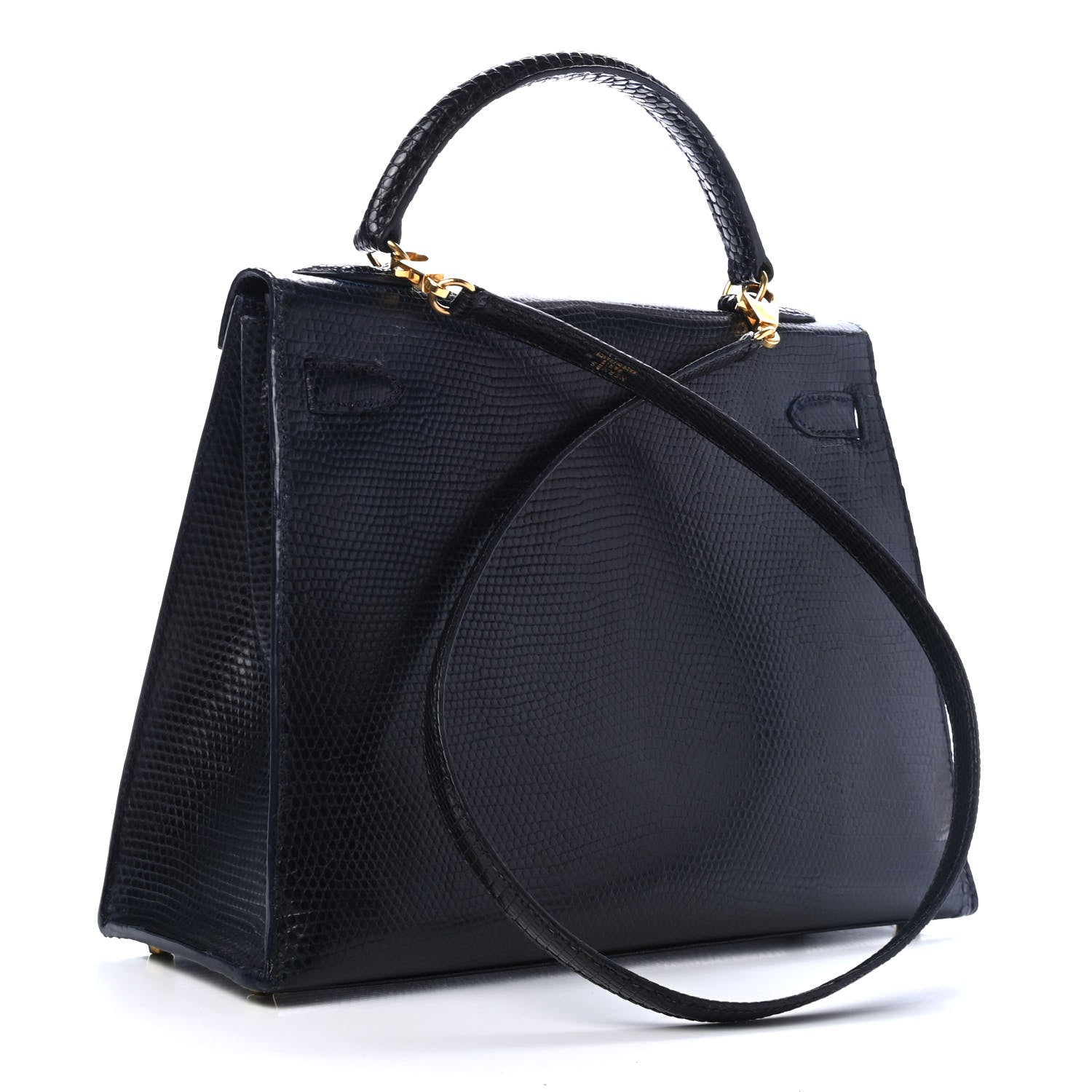 Hermes Lizard Kelly Sellier 32 Bleu Indigo 2 of 12