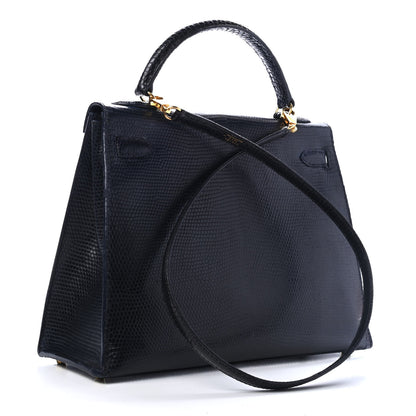 Hermes Lizard Kelly Sellier 32 Bleu Indigo 2 of 12