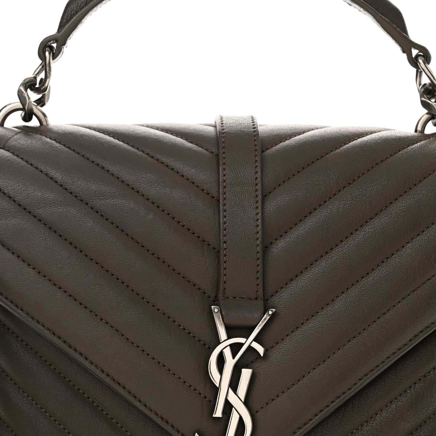 Sheepskin Matelasse Chevron Monogram Medium College Bag Earth