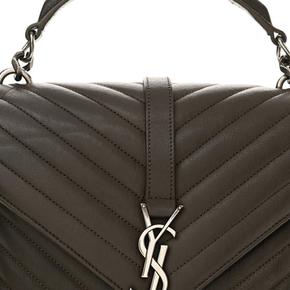 Saint Laurent Sheepskin Matelasse Chevron Monogram Medium College Bag Earth 8 of 11