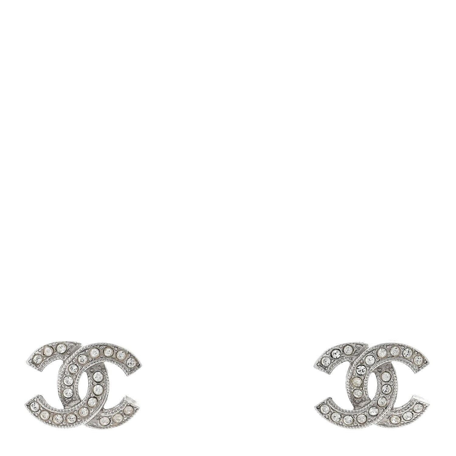Chanel Crystal Timeless CC Earrings Silver 1 of 4