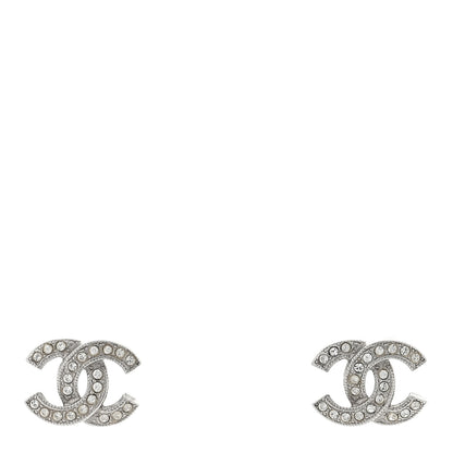 Chanel Crystal Timeless CC Earrings Silver 1 of 4