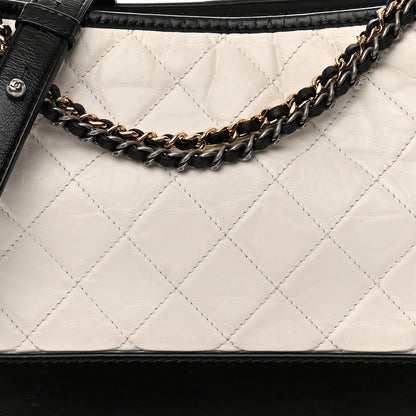 Chanel Aged Calfskin Quilted Medium Gabrielle Hobo Black White 8 of 13