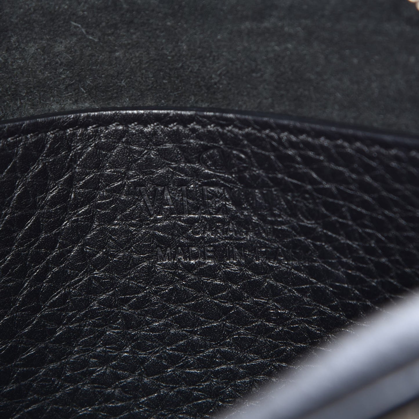 Grained Calfskin Rockstud Camera Crossbody Bag Black