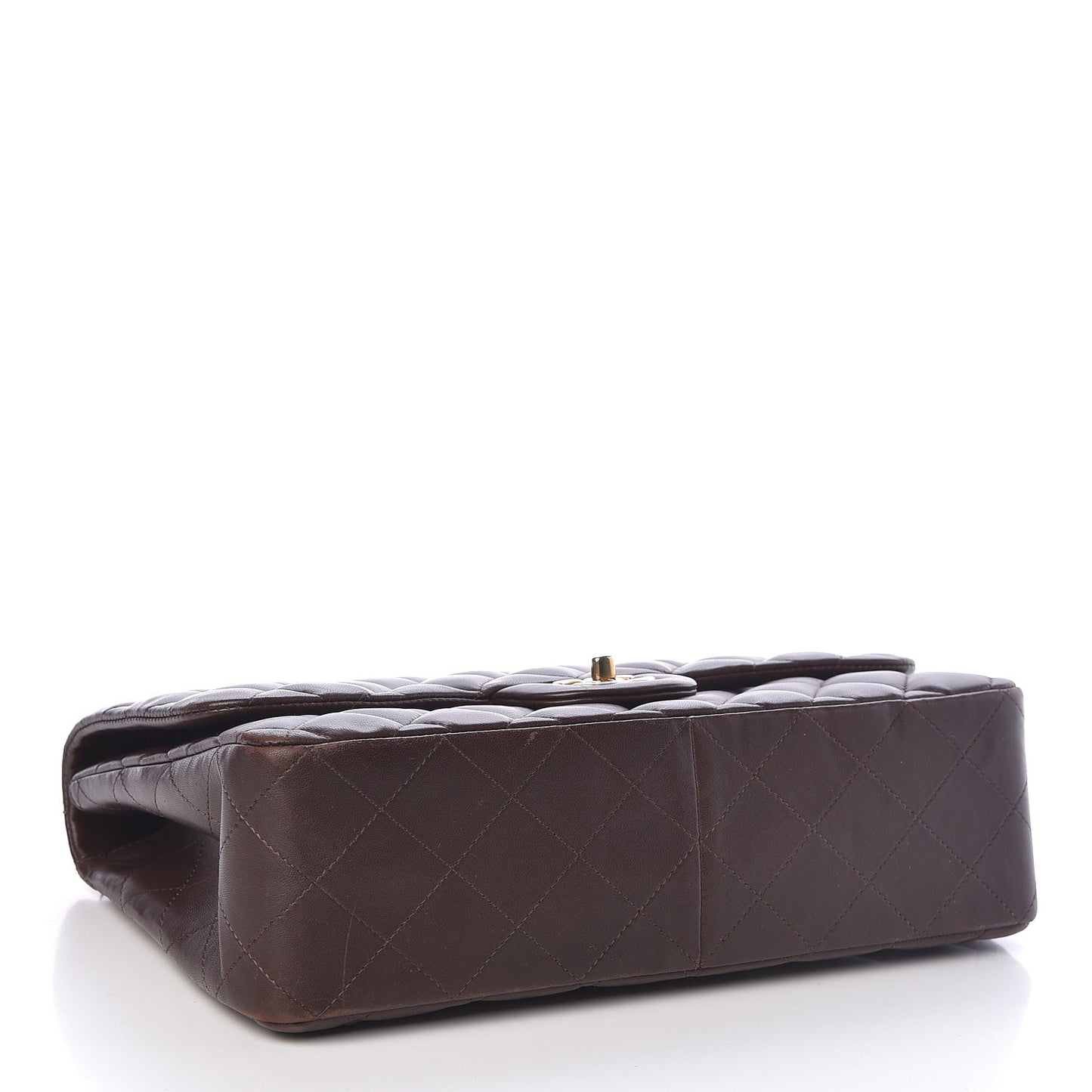 Lambskin Quilted Jumbo Single Flap Dark Brown