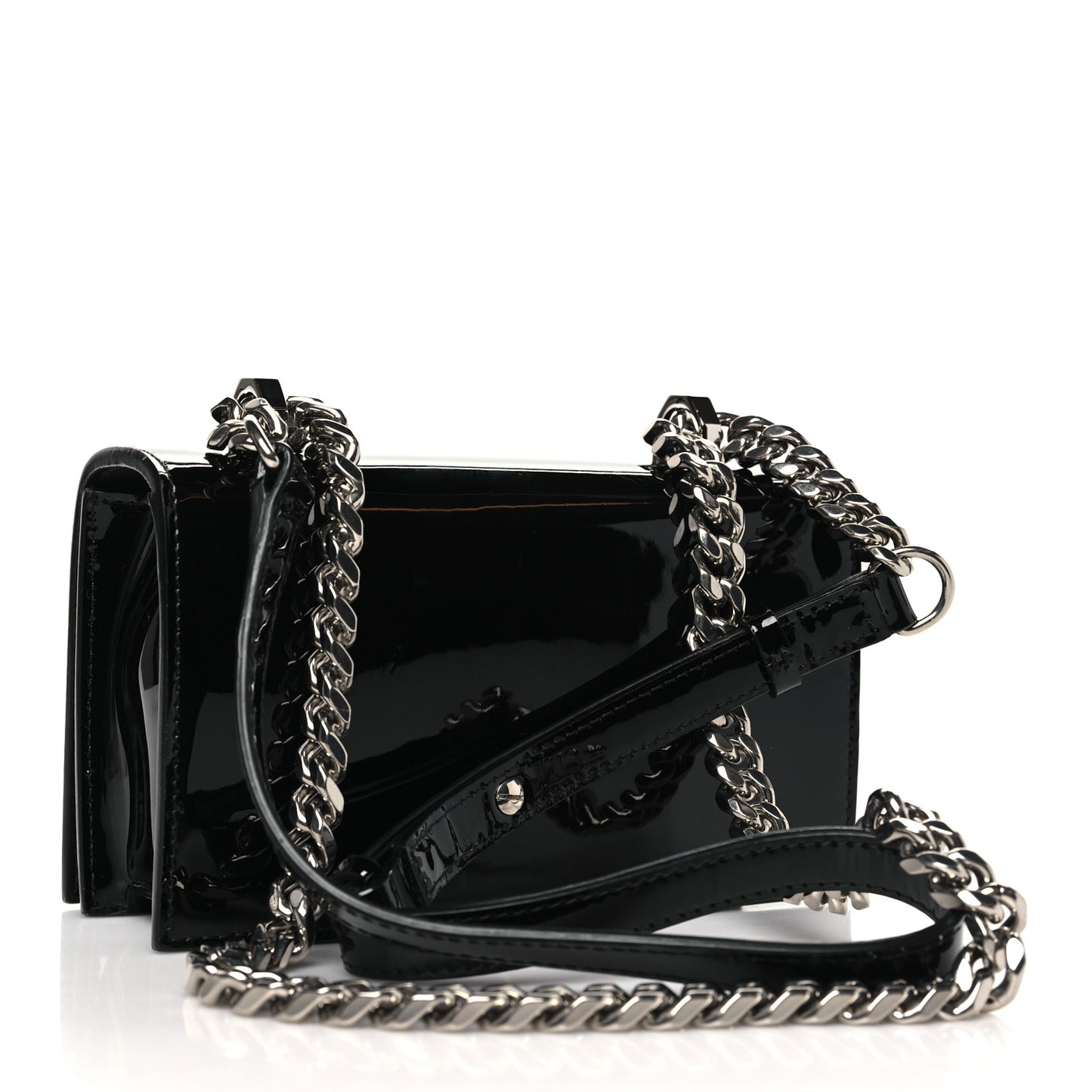 Patent Jeweled Satchel Black
