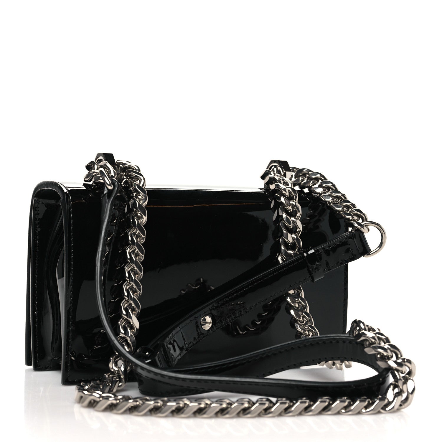 Alexander McQueen Patent Jeweled Satchel Black 3 of 9