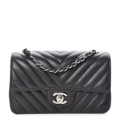 Chanel Caviar Chevron Quilted Mini Rectangular Flap Black 1 of 11