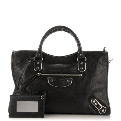 Balenciaga Chevre Silver Metallic Edge City Black 1 of 7