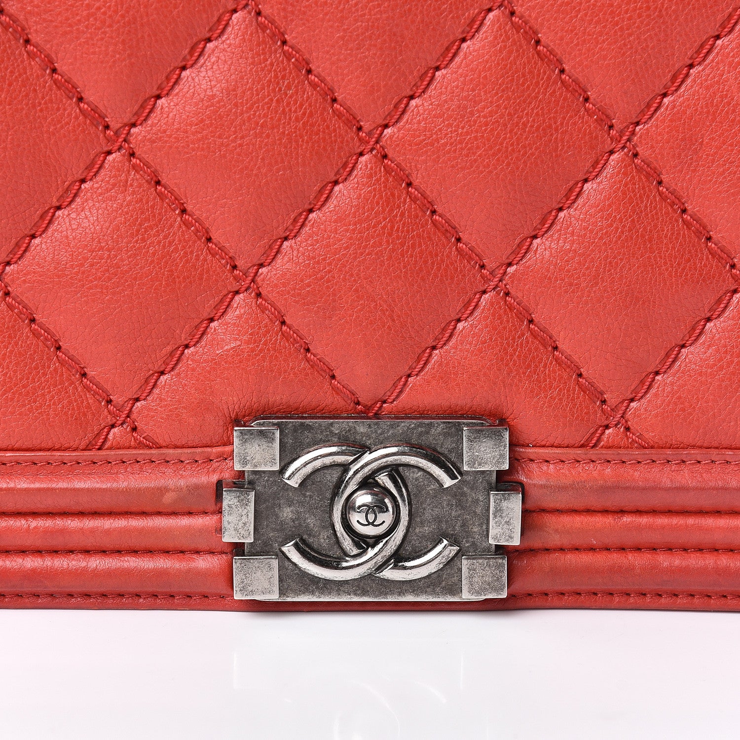 Chanel Calfskin Double Stitch New Medium Boy Flap Red 13 of 13