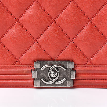 Chanel Calfskin Double Stitch New Medium Boy Flap Red 13 of 13
