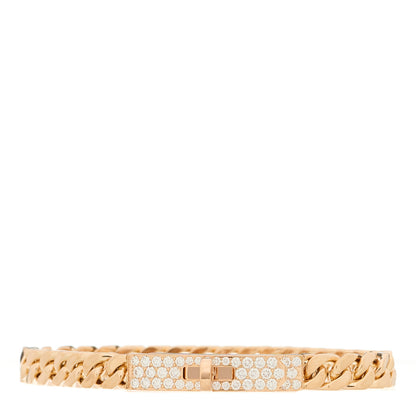 Hermes 18K Rose Gold Diamond TPM Kelly Gourmette Bracelet XL 1 of 4