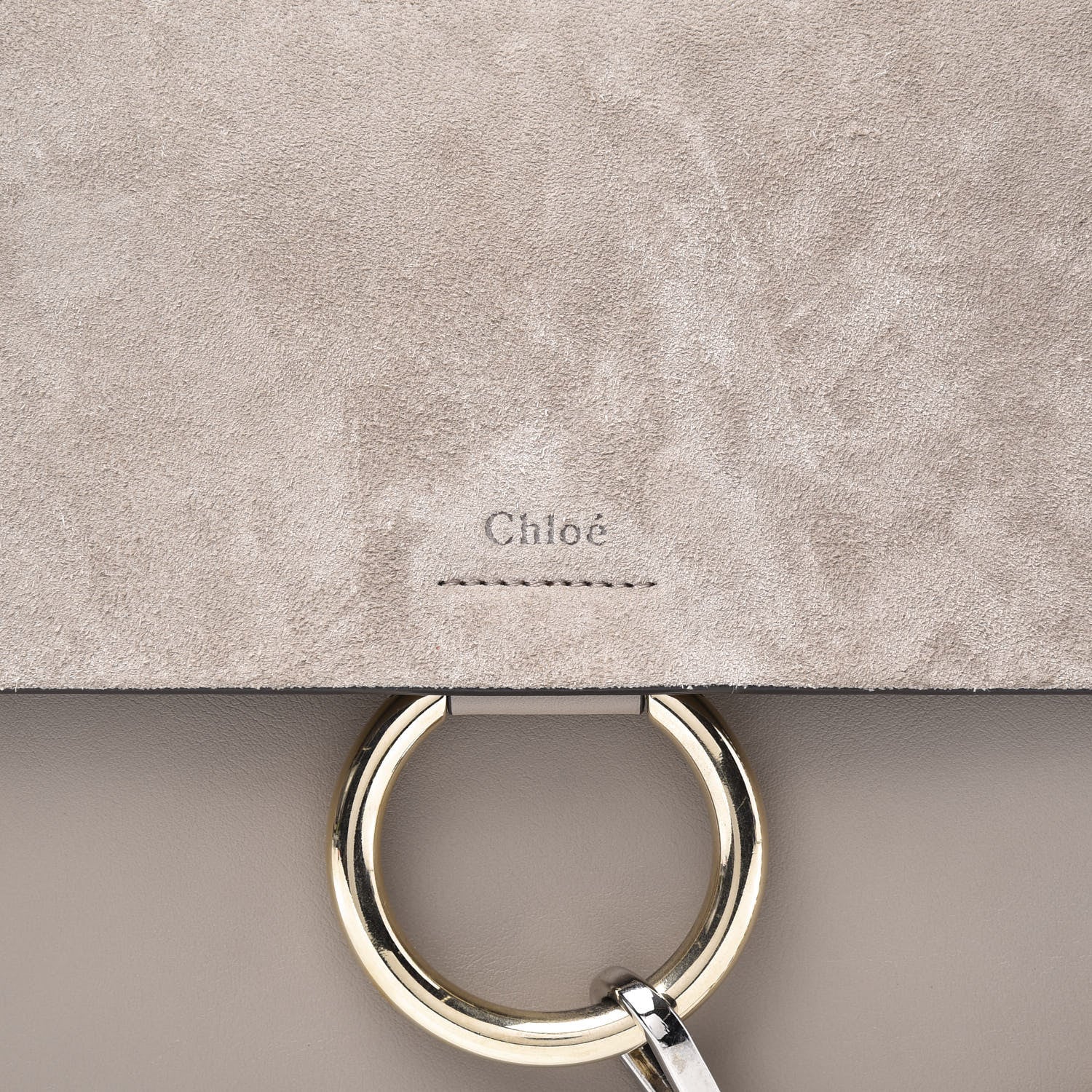 Chloe Calfskin Suede Medium Faye Shoulder Bag Motty Grey 8 of 8