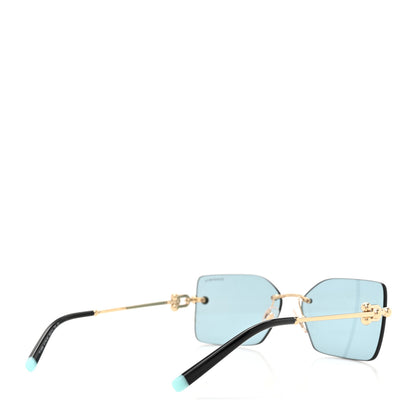 Tiffany Rimless Rectangle TF3088 Sunglasses Light Gold Blue 4 of 8