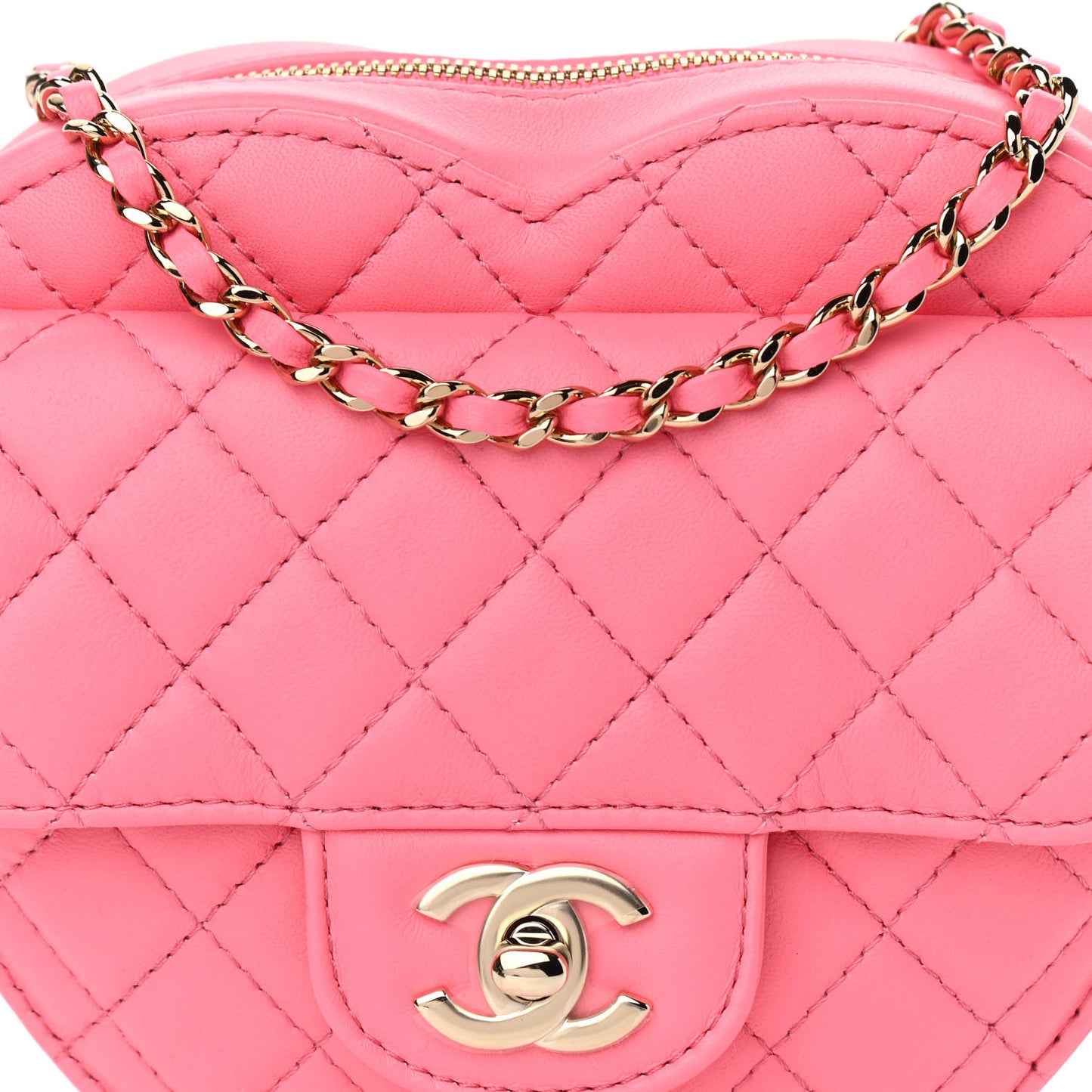 Lambskin Quilted CC In Love Heart Bag Pink