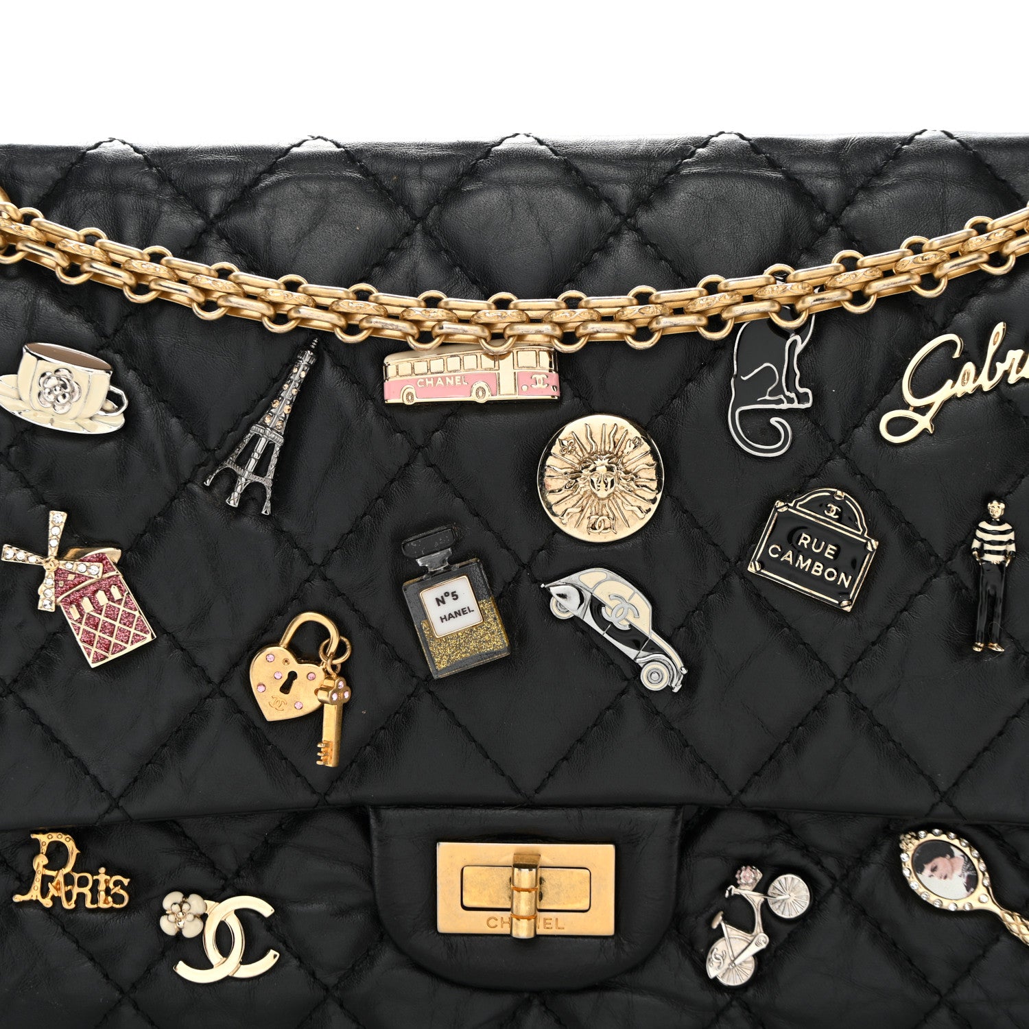 Chanel Aged Calfskin Lucky Charms 2.55 Reissue 226 Flap Black 8 of 12