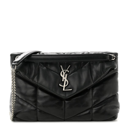 Saint Laurent Lambskin Quilted Small Loulou Puffer Monogram Chain Satchel Black 1 of 9