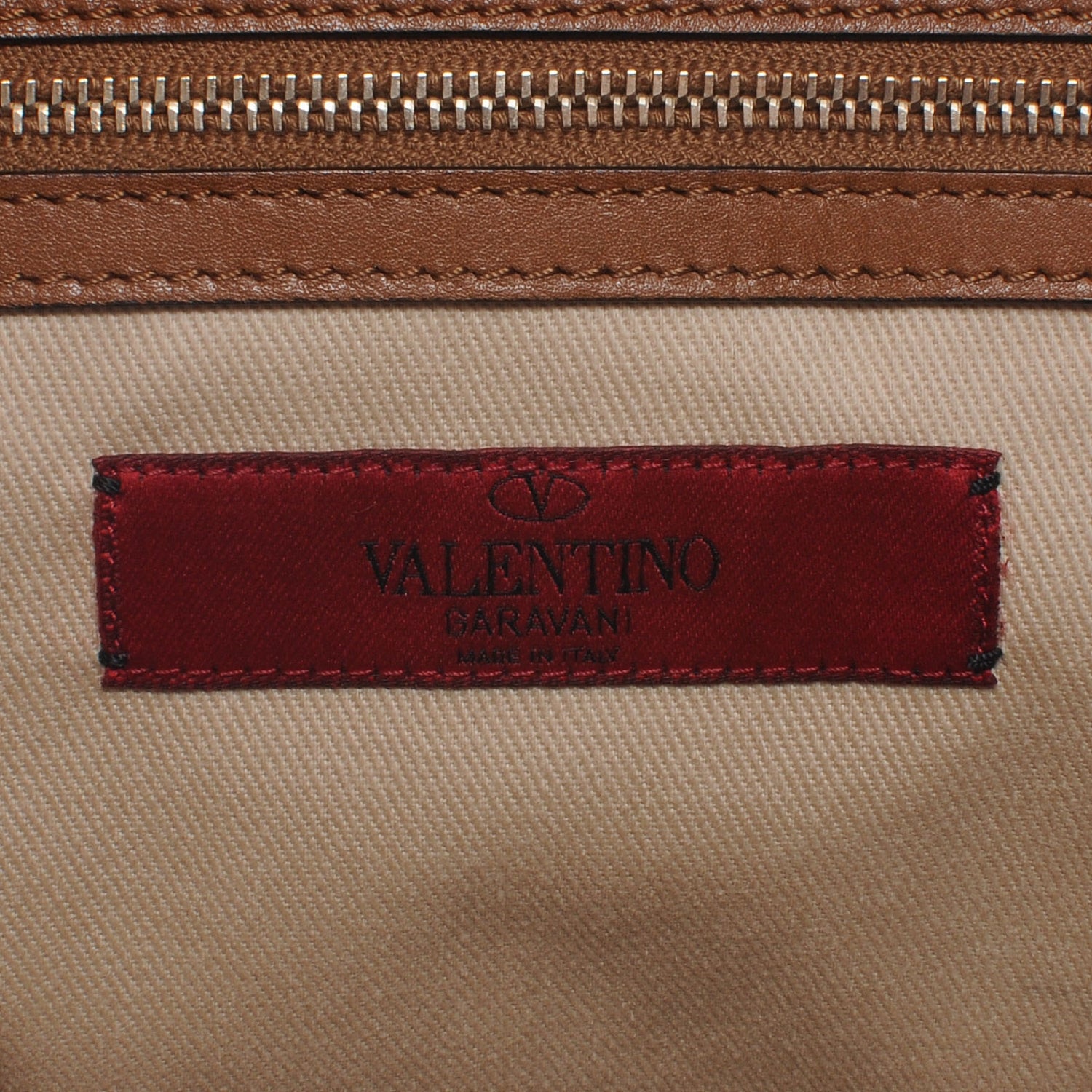 Valentino Garavani Vitello Rockstud All Over New Dome Bucket Tote Cognac 7 of 8