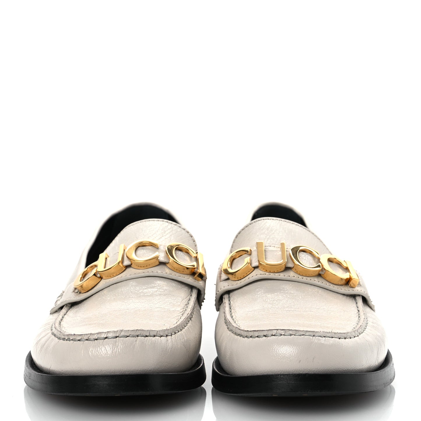 Goatskin Womens Logo 15mm Loafers 40.5 Mystic White