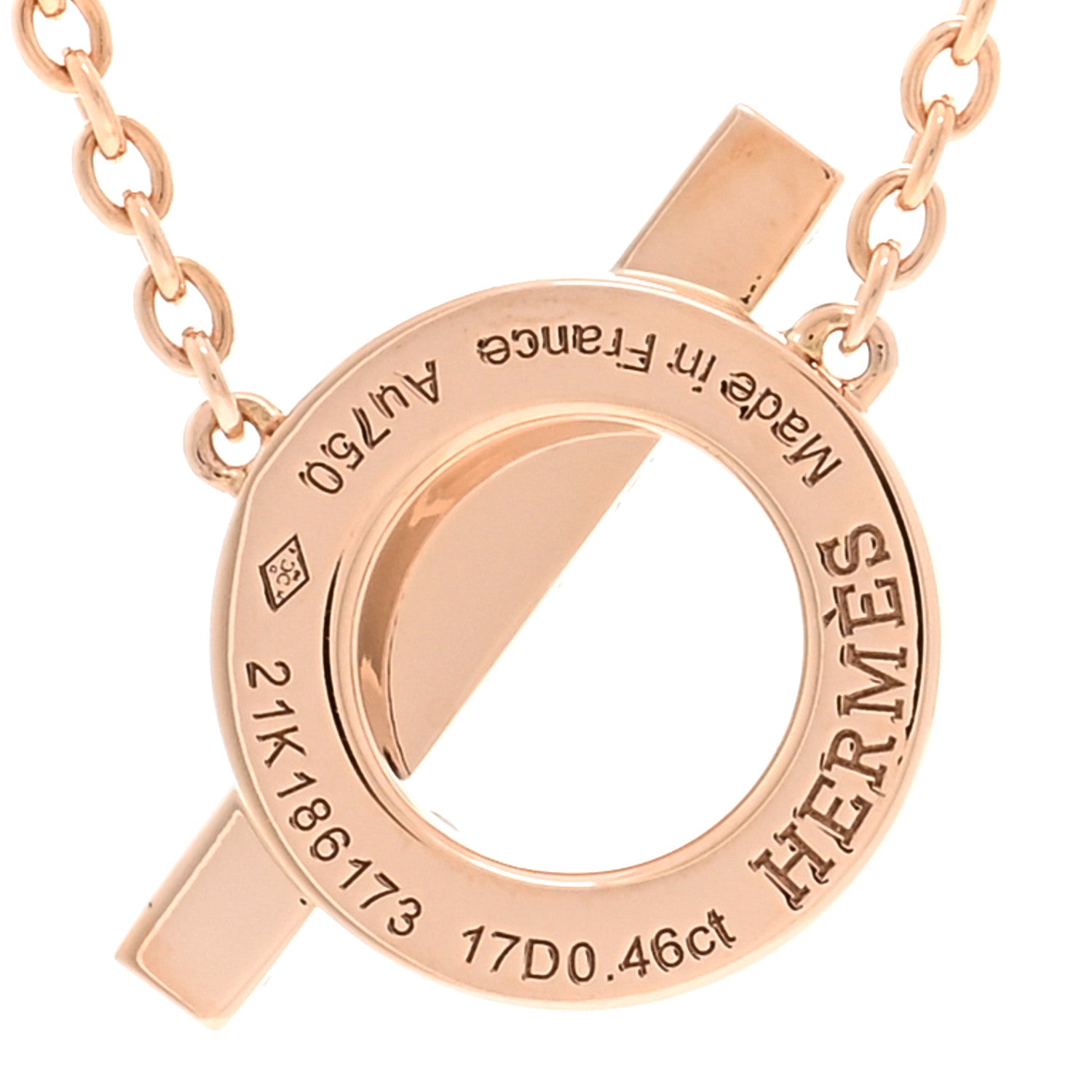 Hermes 18K Rose Gold Diamond Finesse Pendant Necklace 4 of 5
